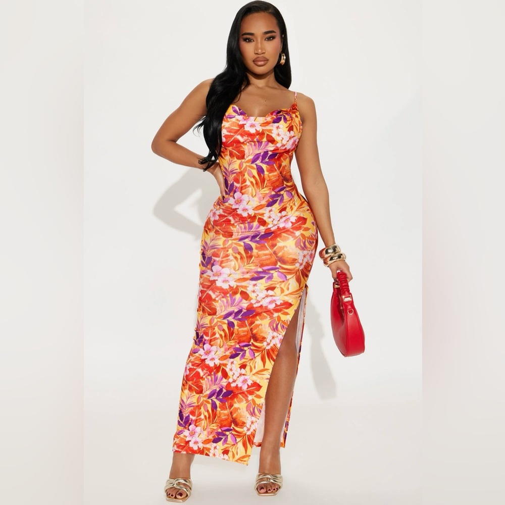 MOVING SALE!! $10!!Floral Orange Maxi Dress